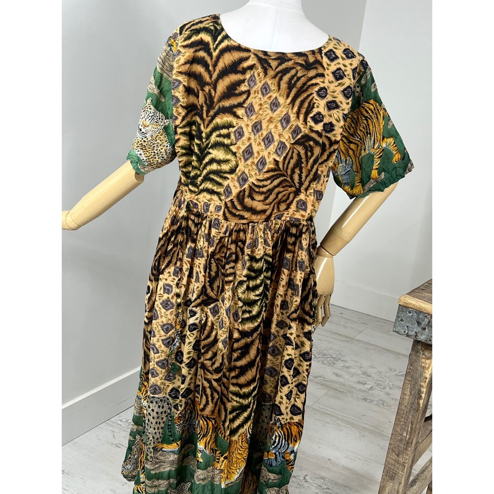Vintage Novelty Animal Print Button Front Maxi Dress - Picture 4 of 6